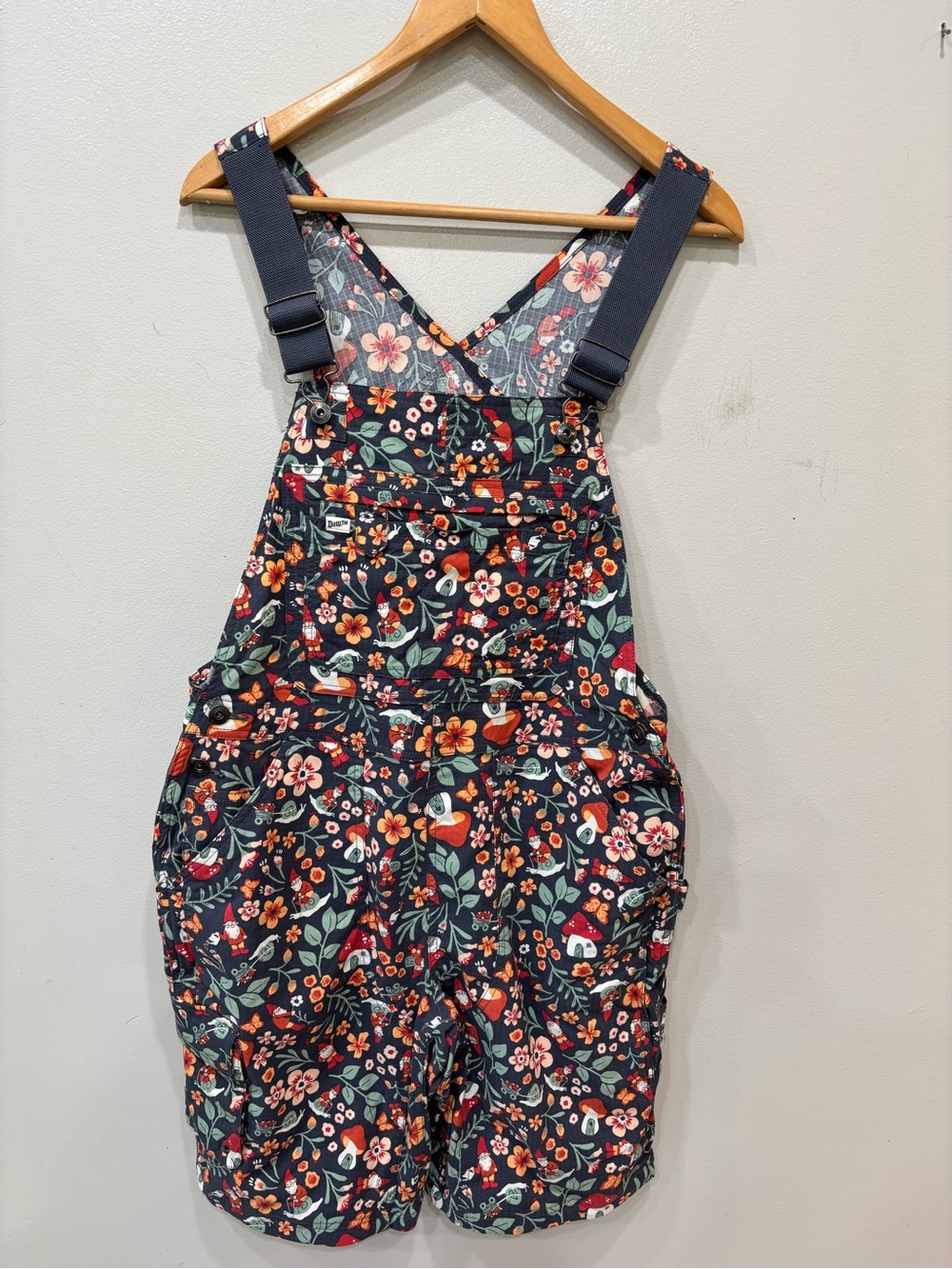 Duluth Trading Heirloom Gardening Short Overalls Floral Women Size Medium